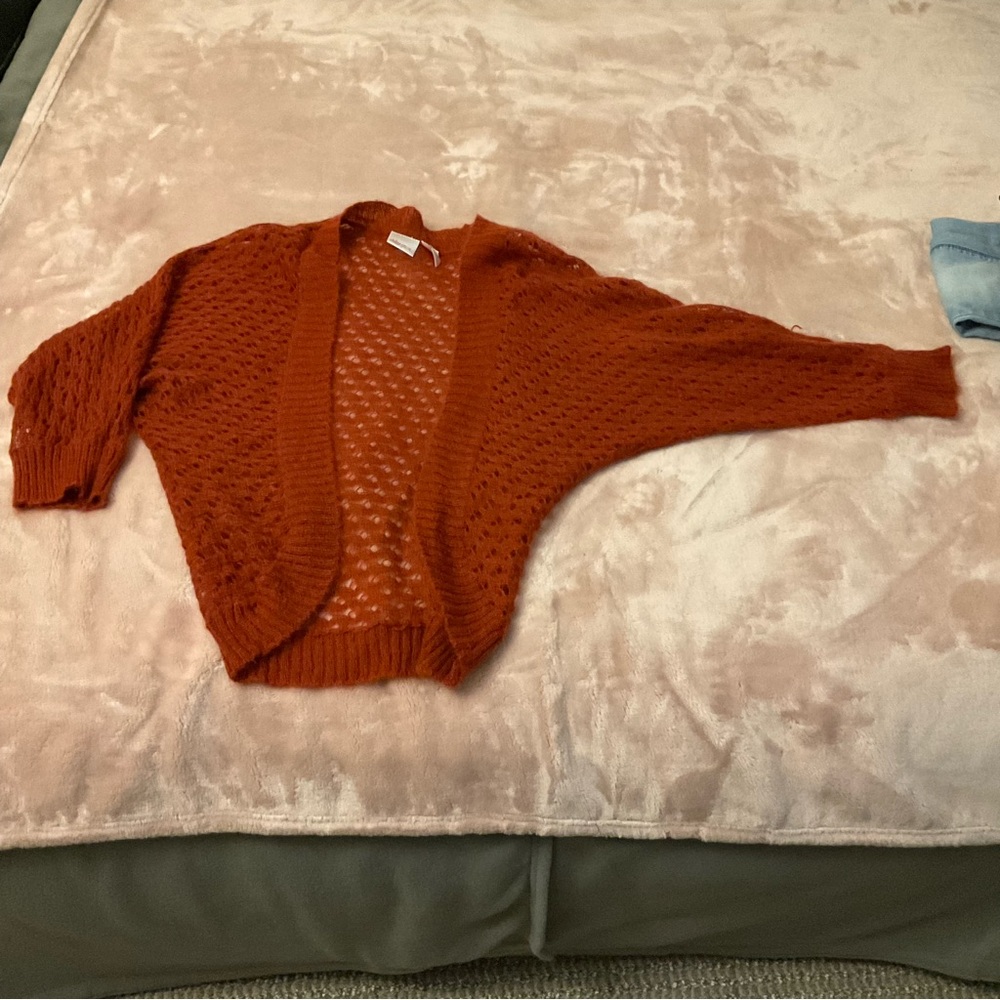 Women's Open Knit Sweater - Rust